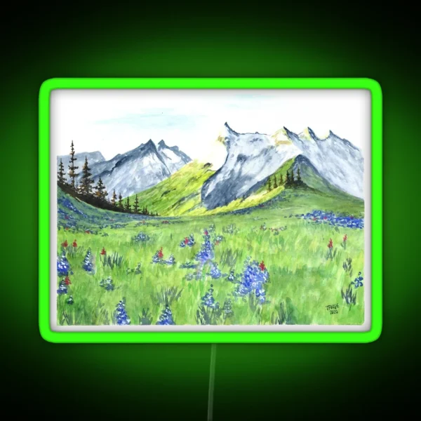 Snowy Mountains And Wildflowers RGB Neon Sign