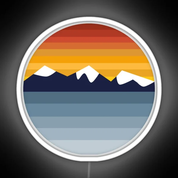 Snowy Mountains Lake Retro Style RGB Neon Sign