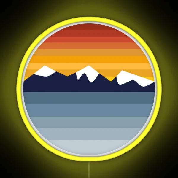 Snowy Mountains Lake Retro Style RGB Neon Sign