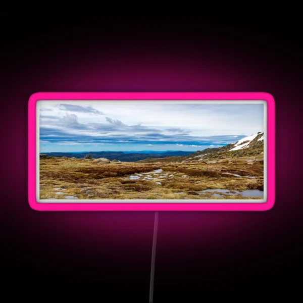 Snowy Mountains Landscape RGB Neon Sign