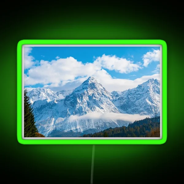 Snowy Mountains Nature Portrait RGB Neon Sign