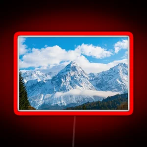 Snowy Mountains Nature Portrait RGB Neon Sign
