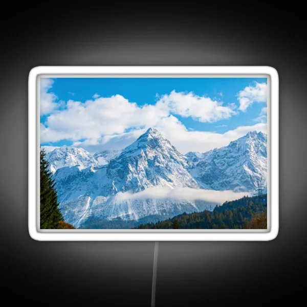 Snowy Mountains Nature Portrait RGB Neon Sign