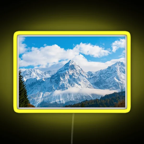 Snowy Mountains Nature Portrait RGB Neon Sign
