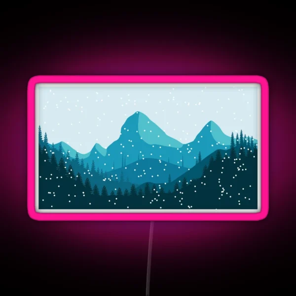 Snowy Mountains RGB Neon Sign