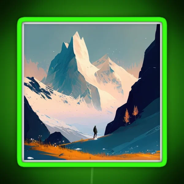 Snowy Mountains RGB Neon Sign