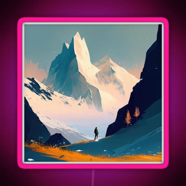 Snowy Mountains RGB Neon Sign