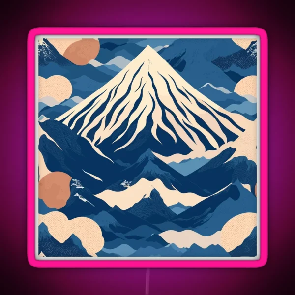 Snowy Peaks At Sunrise RGB Neon Sign
