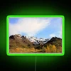 Denali Mountain peak landscape with neon snow-covered peaks.
