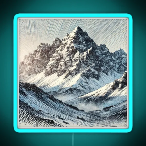 Snowy Peaks Under The Sky RGB Neon Sign