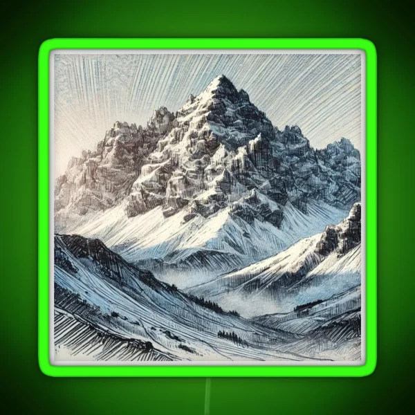 Snowy Peaks Under The Sky RGB Neon Sign