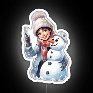 Snowy Selfie Frosty Friends Snapshot RGB Neon Sign