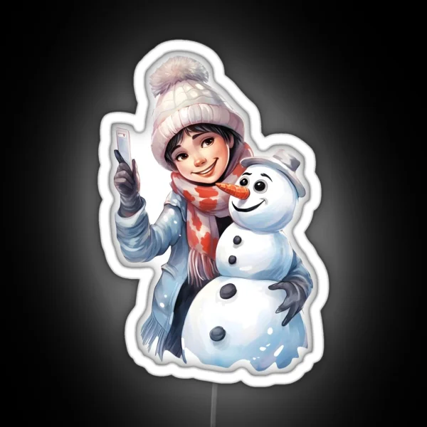 Snowy Selfie Frosty Friends Snapshot RGB Neon Sign