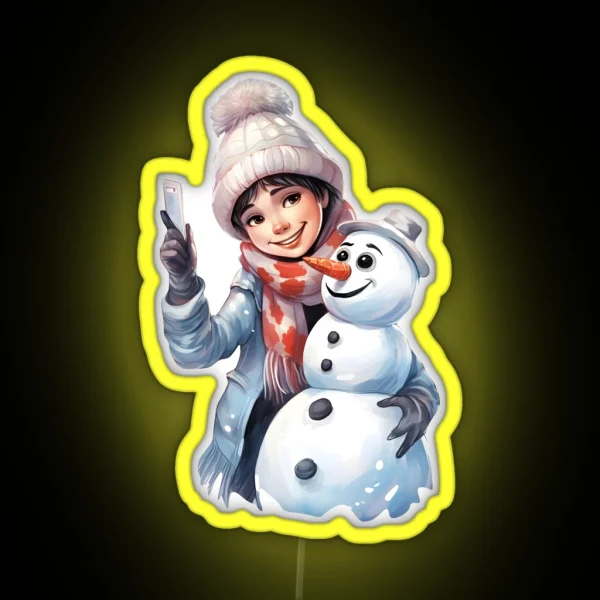Snowy Selfie Frosty Friends Snapshot RGB Neon Sign