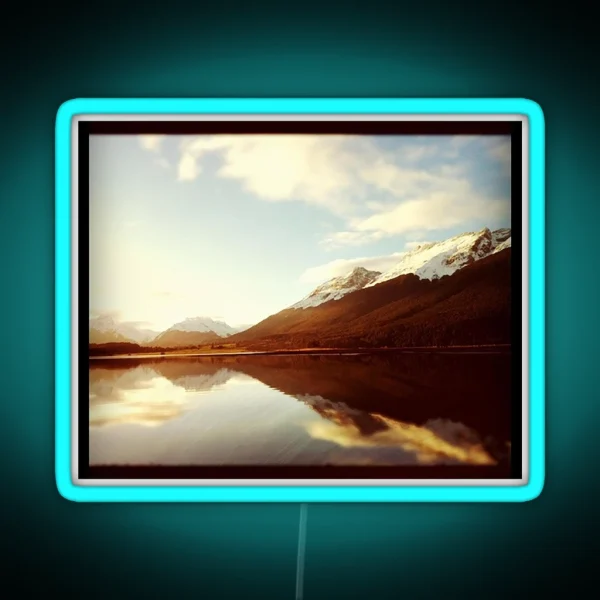 Snowy Sunrise Mountain Peaks RGB Neon Sign