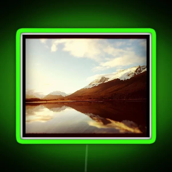 Snowy Sunrise Mountain Peaks RGB Neon Sign
