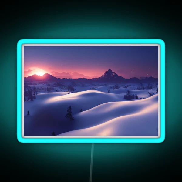 Snowy View In The Mountains RGB Neon Sign