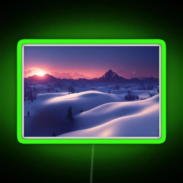 Snowy View In The Mountains RGB Neon Sign