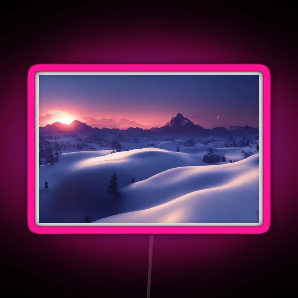 Snowy View In The Mountains RGB Neon Sign