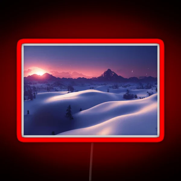Snowy View In The Mountains RGB Neon Sign