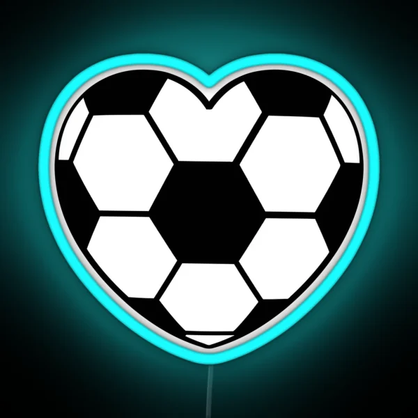 Soccer Ball Heart Shaped Funny Black And White RGB Neon Sign