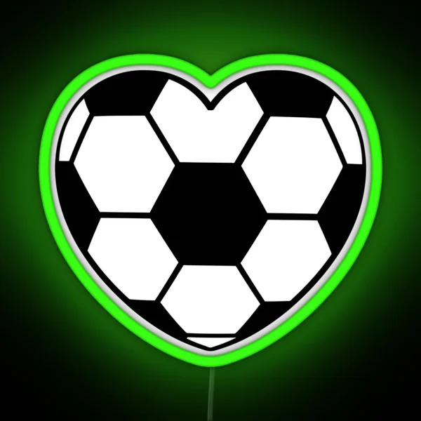 Soccer Ball Heart Shaped Funny Black And White RGB Neon Sign