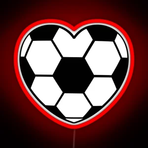 Soccer Ball Heart Shaped Funny Black And White RGB Neon Sign