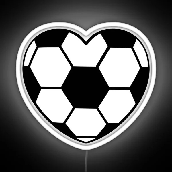 Soccer Ball Heart Shaped Funny Black And White RGB Neon Sign