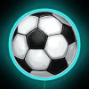 A close-up of a neon-lit soccer ball with colorful RGB lighting