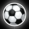 Neon soccer ball sign in white RGB color.