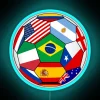 Soccer teams from various countries gathered together in vibrant colors, highlighting international unity.