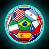 Soccer players from diverse countries playing together under neon lights
