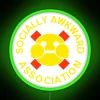 Neon logo of a socially awkward association with green RGB glow
