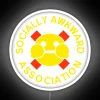 Neon logo of a socially awkward association with a white background.