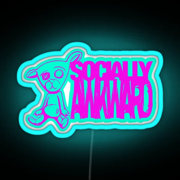 Socially Awkward Bear RGB Neon Sign