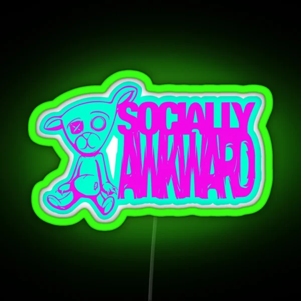 Socially Awkward Bear RGB Neon Sign