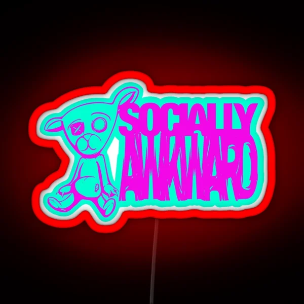Socially Awkward Bear RGB Neon Sign