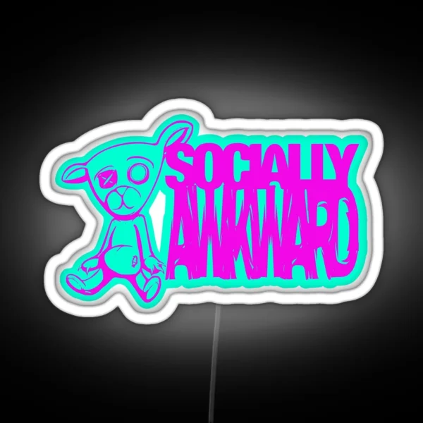 Socially Awkward Bear RGB Neon Sign