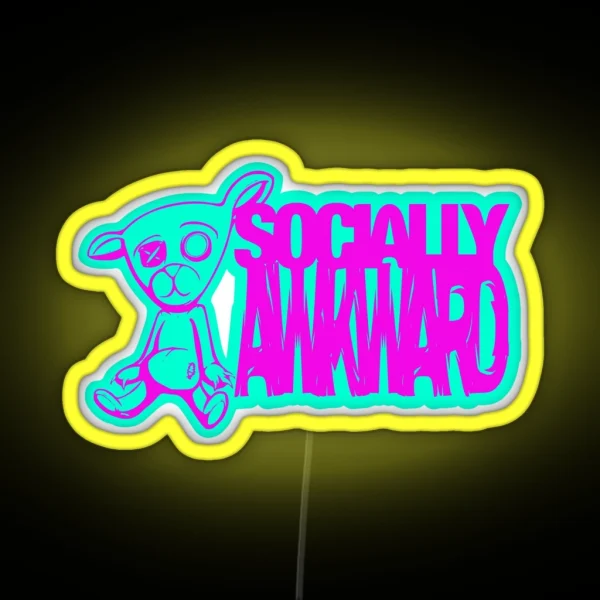 Socially Awkward Bear RGB Neon Sign