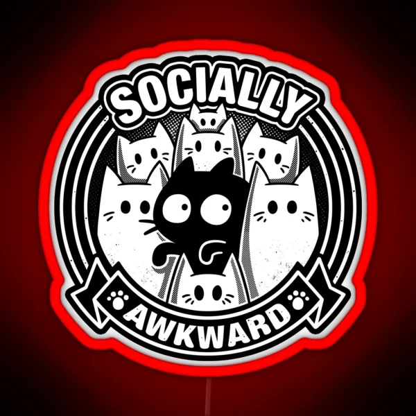 Socially Awkward Cat Funny Kitten Misfit RGB Neon Sign