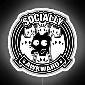 Socially Awkward Cat Funny Kitten Misfit RGB Neon Sign