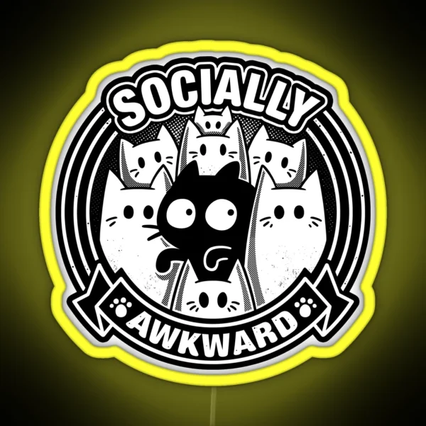 Socially Awkward Cat Funny Kitten Misfit RGB Neon Sign