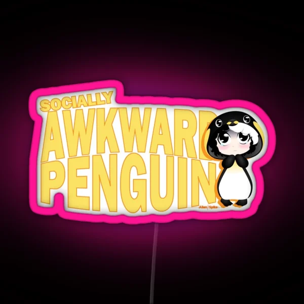 Socially Awkward Penguin Mia RGB Neon Sign