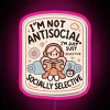 Pink neon sign with selective social hints