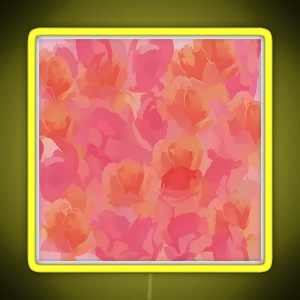 Soft Rose Bouquet Abstract RGB Neon Sign