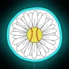 Neon softball logo with vibrant blue and purple hues