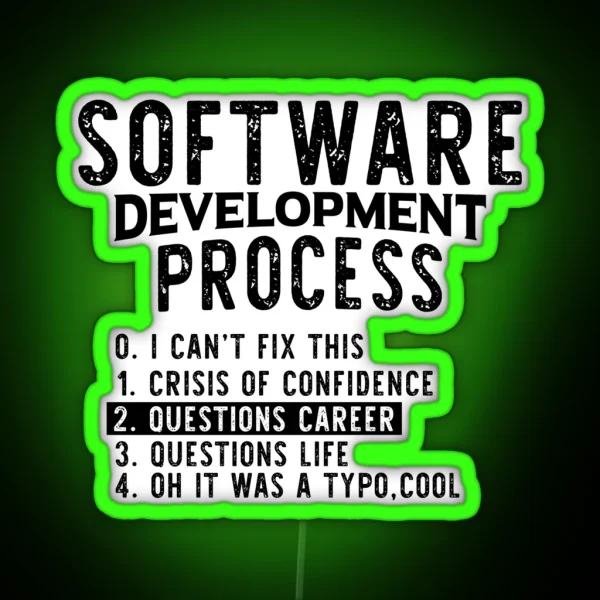 Software Development Process Python Coding RGB Neon Sign