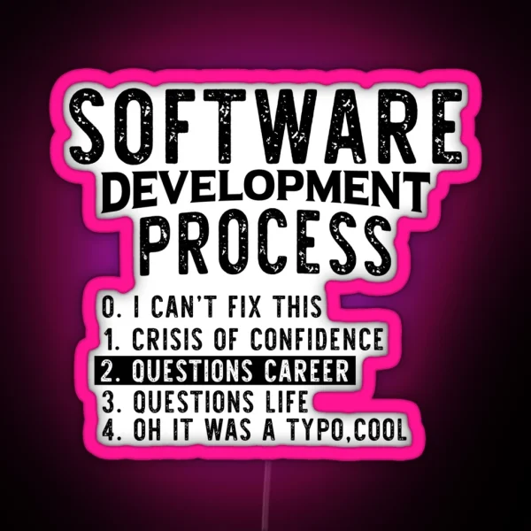 Software Development Process Python Coding RGB Neon Sign