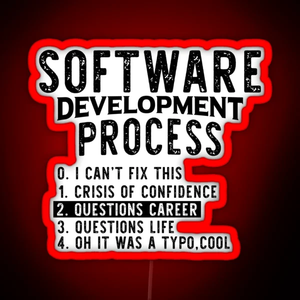 Software Development Process Python Coding RGB Neon Sign