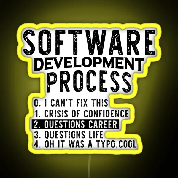 Software Development Process Python Coding RGB Neon Sign